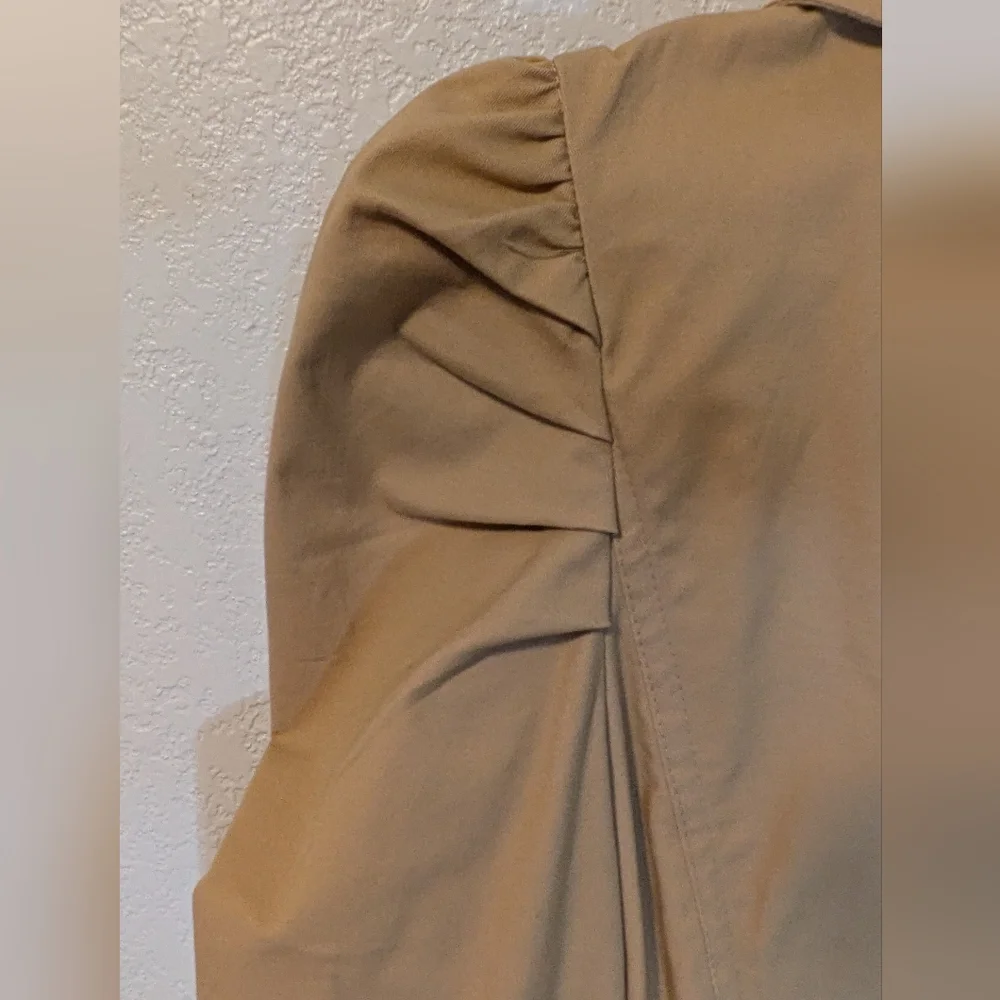 Avec Les Filles Puff Sleeve Classic Tan Trench Coat - Picture 10 of 15